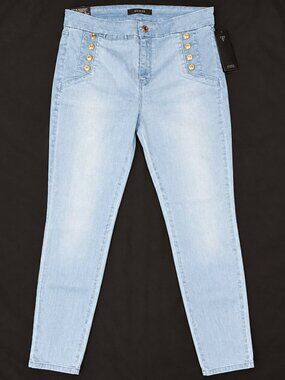 NWT GUESS Size 29 Butt Sculpting Push Up Jeans Light Wash Gold Buttons